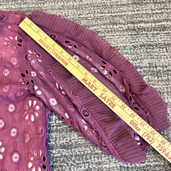 Rebecca Taylor Pinwheel Eyelet Puff Sleeve Mini Dress Size 8 ASO Kelly Ripa - Picture 14 of 16